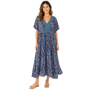 Suite 7‎ Paisley Printed V Neck Boho Short Sleeve Flowy Casual Dress Size 1X NWT